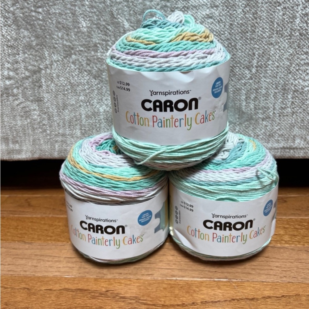 Discontinued color YARNSPIRATIONS Caron Cotton Painterly Cakes Yarn lot of 3